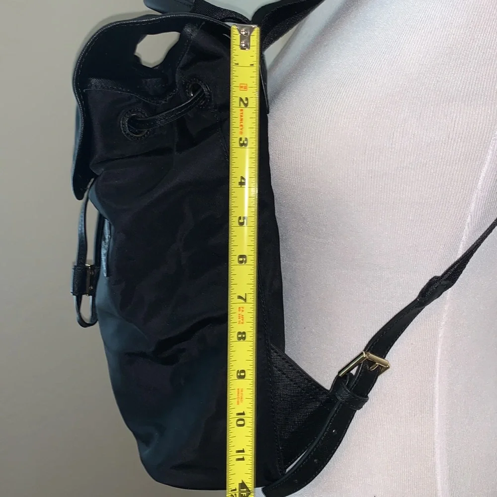 TORY BURCH GORGEOUS DRAWSTRING NYLON MAGNET CLOSE JET BLACK BACKPACK